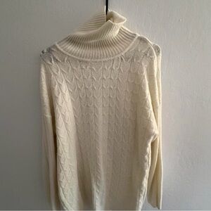 Hooked Up by IOT Cream Cowl Neck Sweater